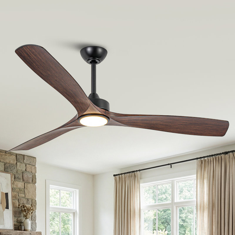 60" Propeller 6-speed Reversible Ceiling Fan with Dimmable 3CCT LED Lights and Remote Control, Brown