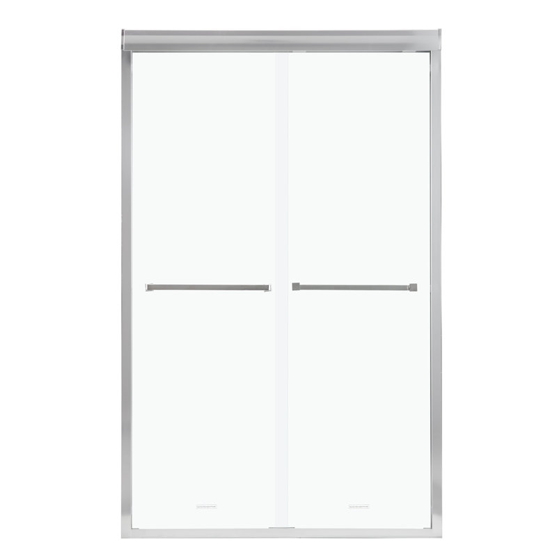 48"Wx 76"H Semi-Frameless Double Sliding Shower Door, Chrome