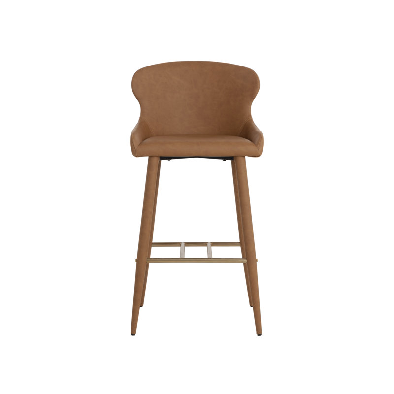 EVORA Upholstered Stool with Metal Frame, Bar Stool (30” Seat Height), Brown