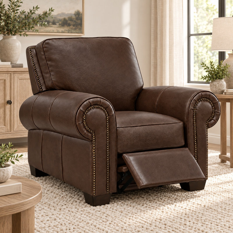 Nelson Heirloom Quality Recliner in Buttery Soft 100% Top Grain Leather, Made to Order, Amadeus Coffee
