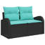 Ensemble de canapé de jardin vidaXL 7 pièces en rotin de polyester noir et turquoise