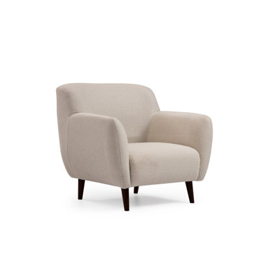 Elegant Wing Chair, Beige Fabric, 34.3 x 34.3 x 34.3 inches | Durable Beech Wood Frame & Black Painted Legs | 100% Polyester, Dry-Cleanable | Soft Foam & Feather Cushions for Ultimate Comfort | Scandinavian Design
