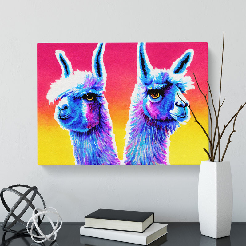 Colourful Llamas Vol.4 - Wrapped Canvas, 35cm H x 50cm W x 3cm D
