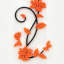 Autocollant mural 2 pièces en acrylique 3D Crystal Rose Vine, art mural décoratif pour fond de canapé de chambre à coucher, branche noire avec rose orange-132948206