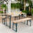 Picnic Table Bench Set of 3, Foldable Wooden Picnic Table with Benches, Outdoor Dining Table with Metal Frame, Picnic Folding Table for Patio, Lawn, Garden
