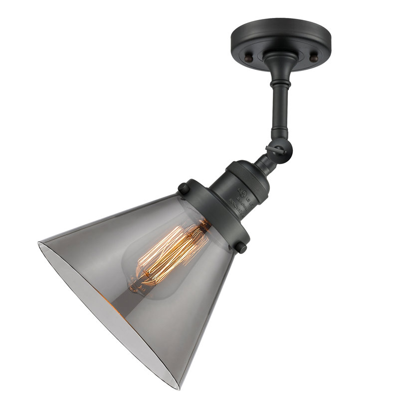 Cone 2 Light Tiltable Bath Vanity Light, Smoked, Matte Black, Bulb Not Included