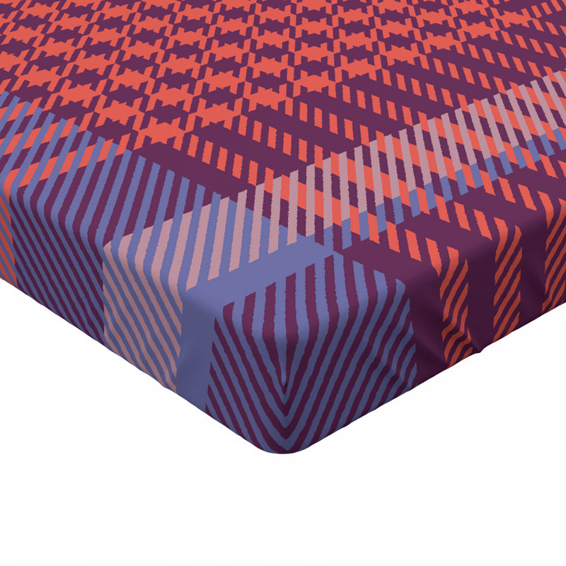 Microfiber Plaid Fitted Sheet, Full Fitted Sheet, Purple/Blue Plaid 3
