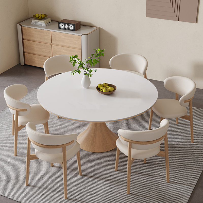 Table ronde en bois massif de style nordique, H 29,52 po x L 47,24 po x l 47,24 po
