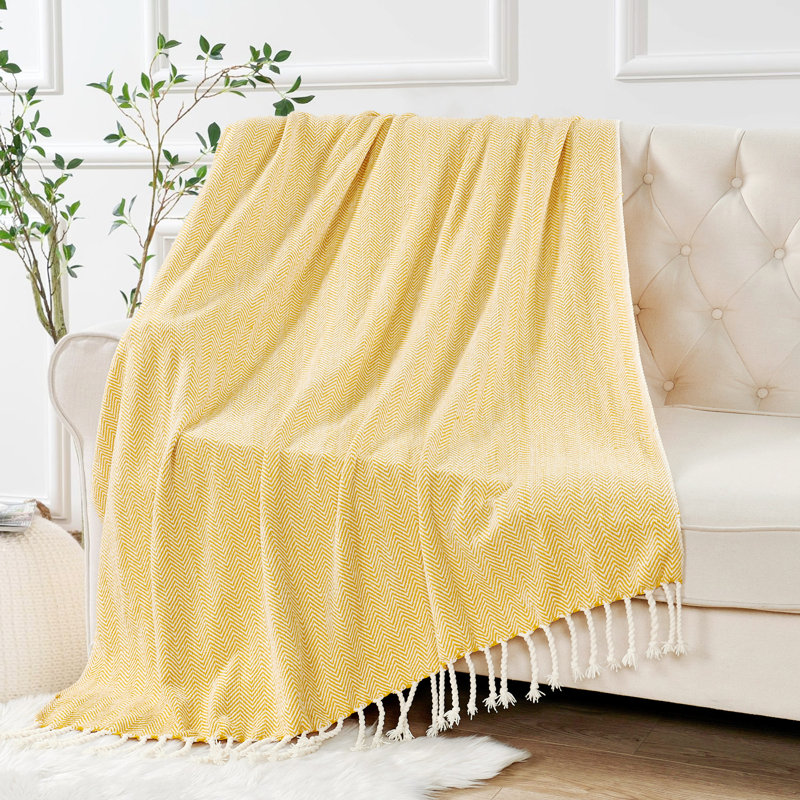 Knitted Throw Blanket, Honey Gold