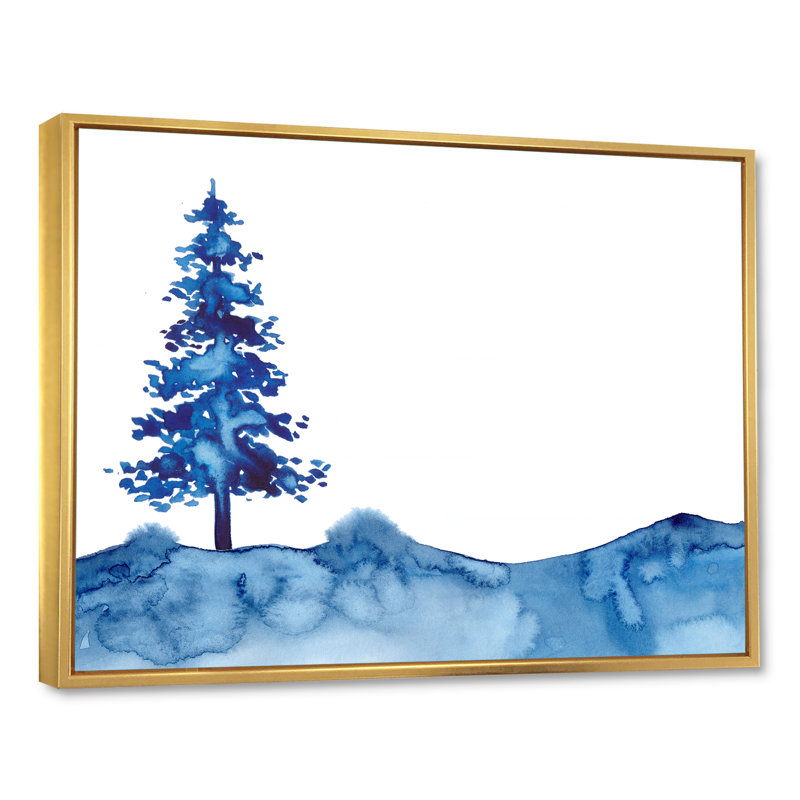 Sapin de Noël - reproduction sur toile, H 12 po x l 20 po x P 1 po, Cadre flottant doré