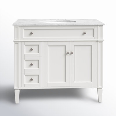 Rivers 40" Free-Standing Single Bathroom Vanity Set with Marble Vanity Top