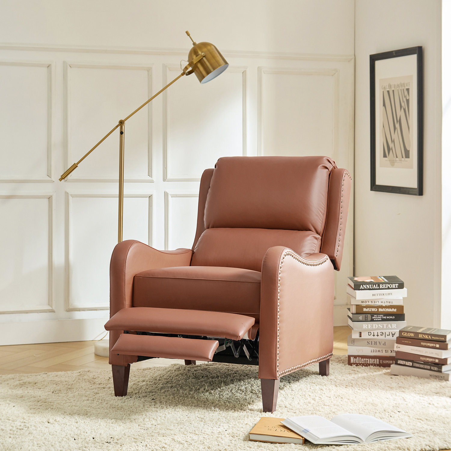 Beecher 29" Genuine Leather Manual Recliner, Brick