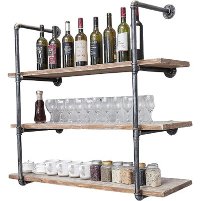 Étagères / étagères / étagères de rangement flottantes en fer à 3 niveaux murales, tablettes / étagères ouvertes pour la cuisine / bureau, noir rétro (supports de tablette à 4 niveaux, ne pas inclure les planches)