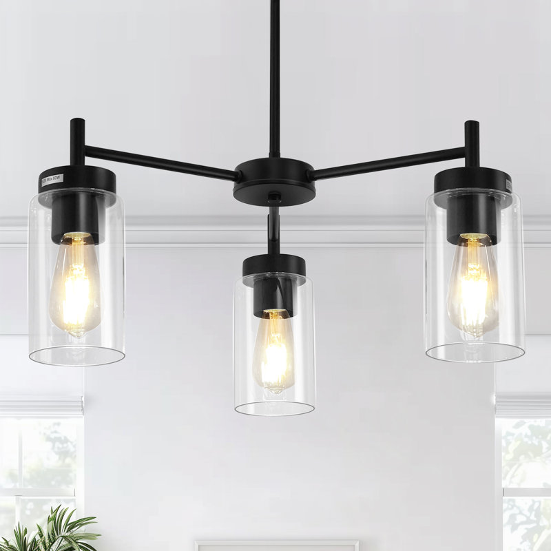Luminaires modernes 3 lustres contemporains, Noir mat