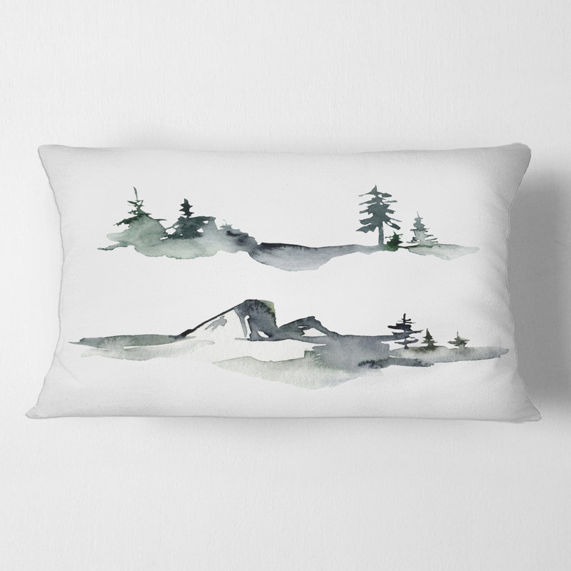 Housse de coussin rectangulaire et insert Mountain Landscape with Trees I
