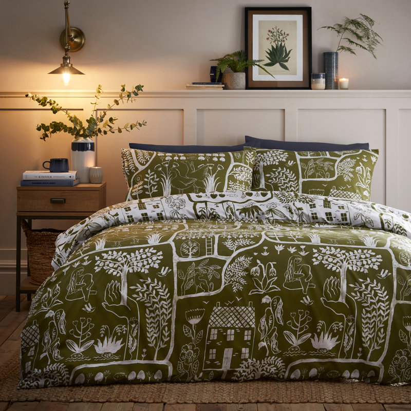 Toile Duvet Cover Set with Pillowcases Included, Single Duvet Cover + 1 Standard Pillowcase
