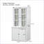 Cabinets, garde-manger rétro blanc cassé avec portes en verre et amp; Rangement à lattes, H 75,25 po x l 36,25 po, panneau de fibres à densité moyenne pour le salon