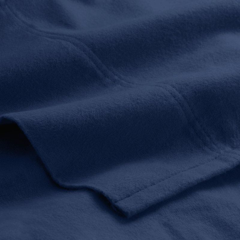 100% Cotton Flannel Sheet Set, Dark Blue, King Sheet Set with 2 Pillowcases
