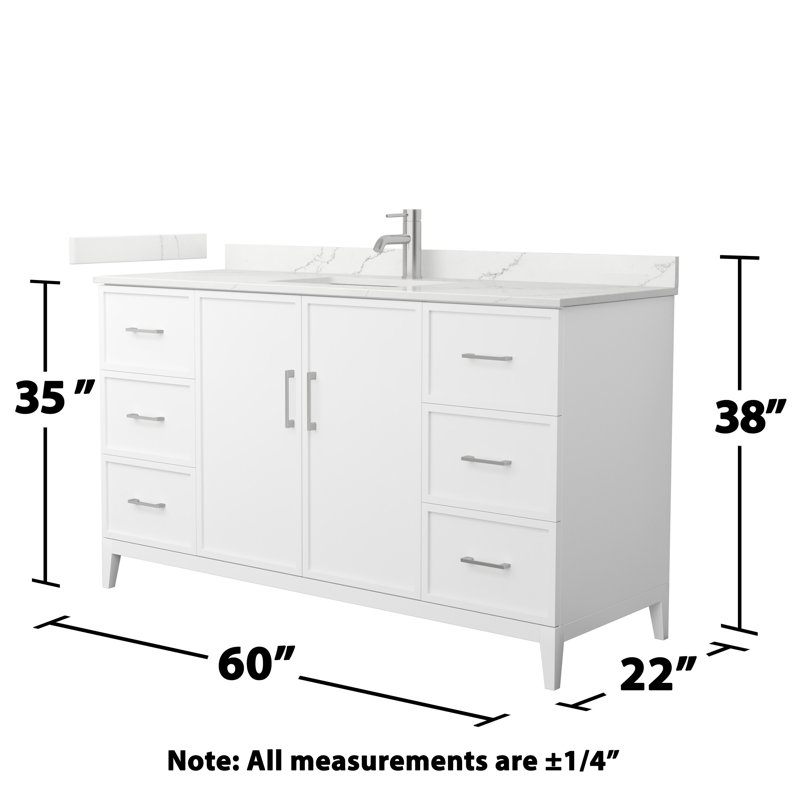 Elan 60'' W Vanity, White, Brushed Nickel, Single