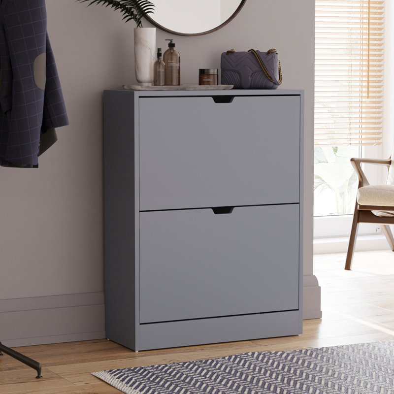 12 Pair Shoe Storage Cabinet, Grey