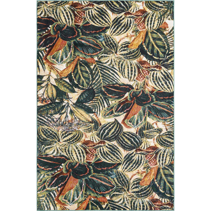 Herlong Floral Indoor Rug, Rectangle 4' x 6'