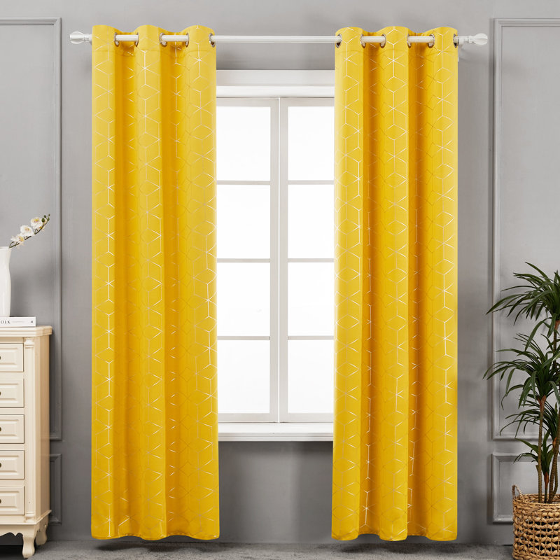 Bost Room Darkening Thermal Curtains, Mellow Yellow, Width 117 x Drop 229 cm