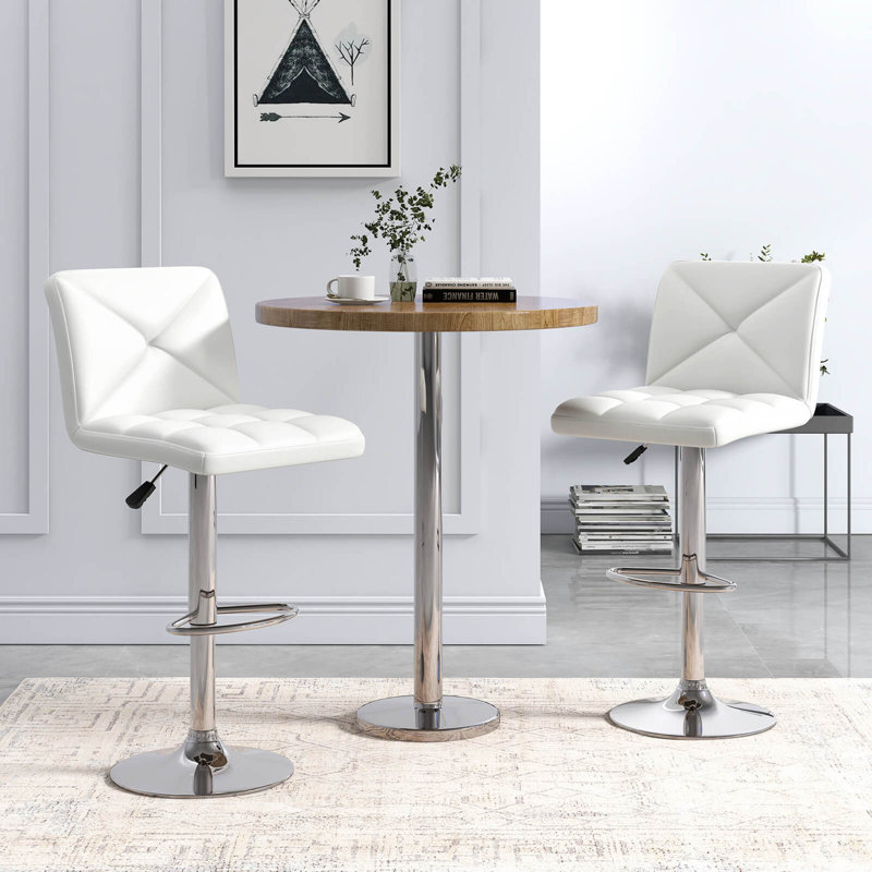 Ensemble de 2 tabourets de bar modernes rembourrés en cuir PU , Blanc