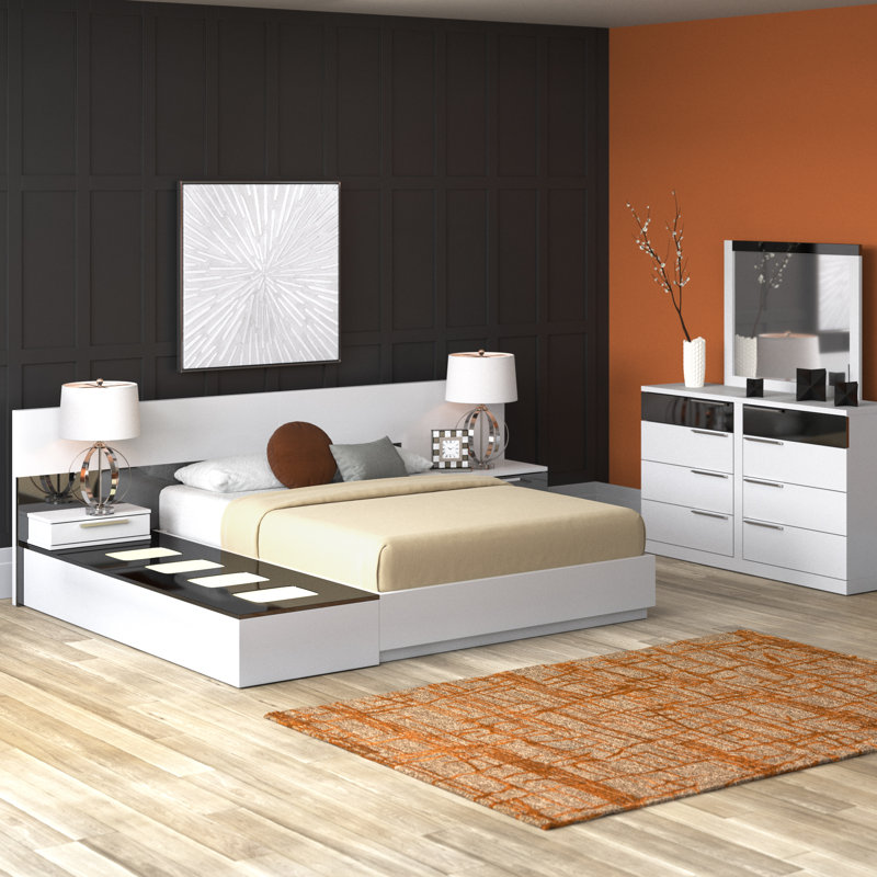 Cuyuna Solid Wood Piece Bedroom Set, 6-Piece (Bed,2 Nightstands, Dresser, Mirror,Bench), King