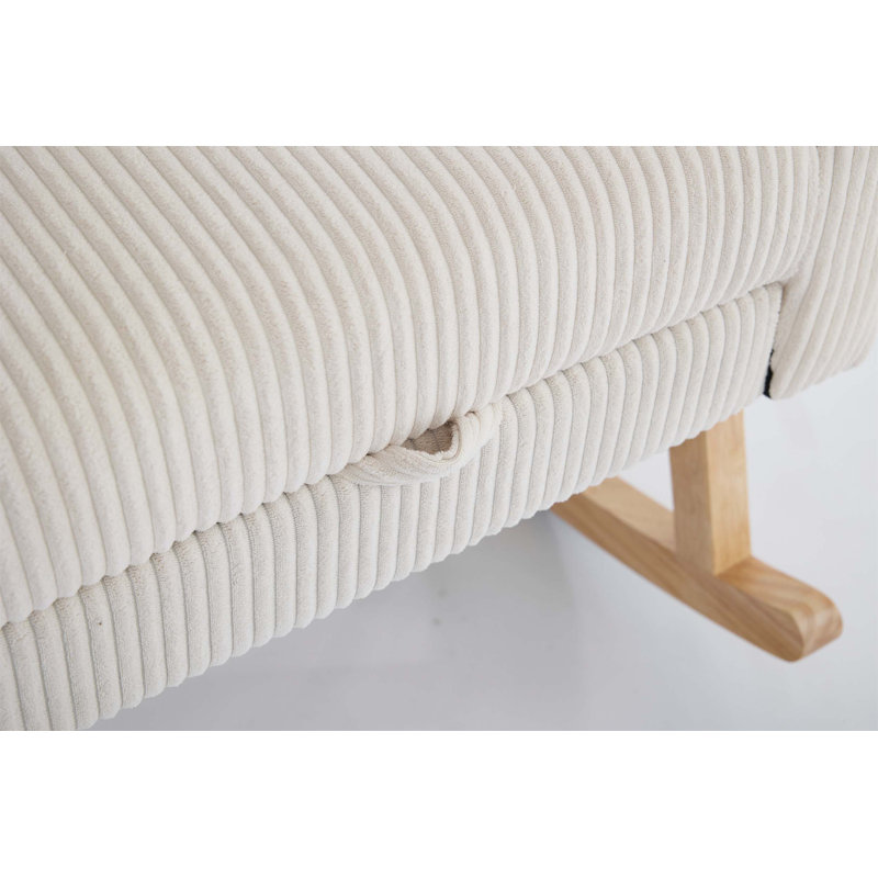 Chaise berçante d'appoint moderne avec pieds en bois massif, dossier haut et poche latérale, fauteuil oscillant rembourré pour le confort et le style