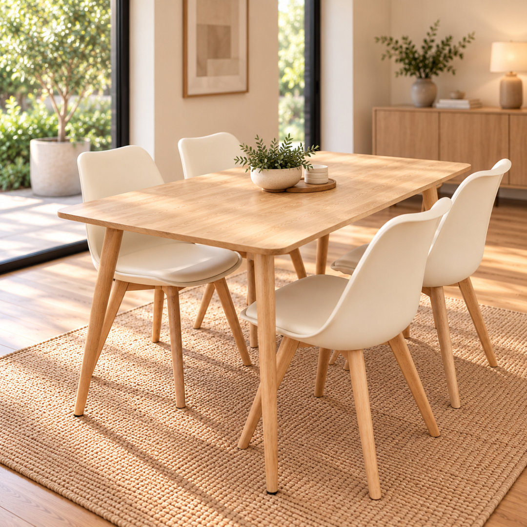 Kosy Koala Beige/Cream Dining Table Set With 4 Chairs Dining Room, And Kitchen Table Set Of 4 - Image 6
