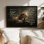 Tableau mural sur toile représentant un lion et un agneau avec le verset biblique Jean 3:16-874624235