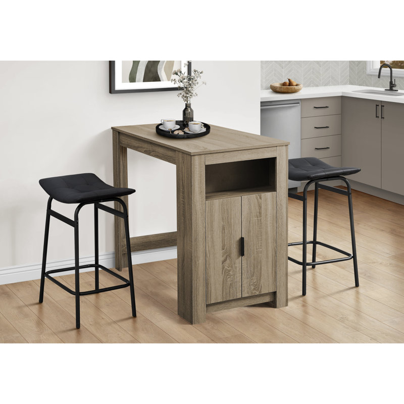 Ensemble de 2 tabourets de cuisine modernes en similicuir noir et comptoir en métal noir