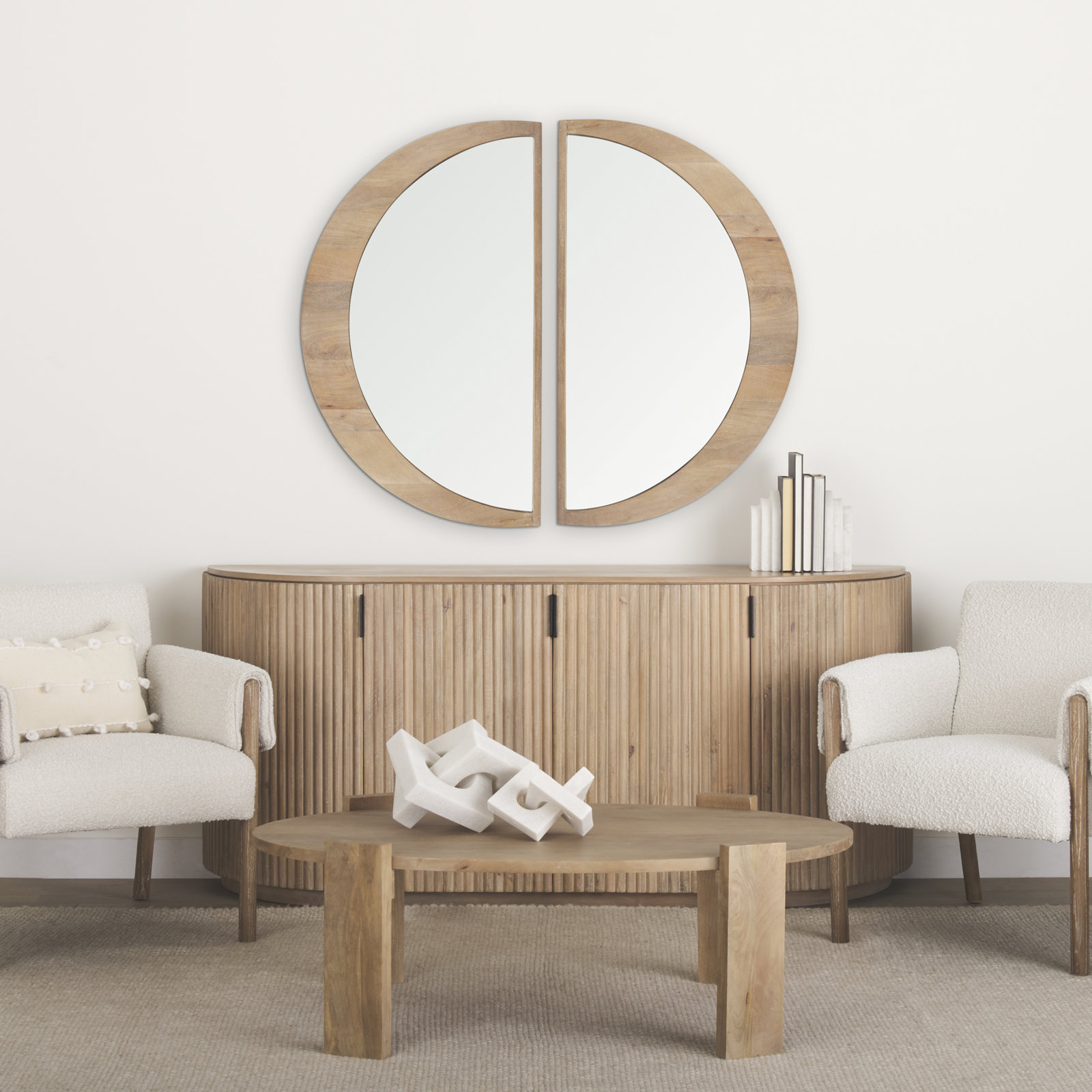 Vixe Solid Wood Mirror, 26.3" x 42", Light Brown