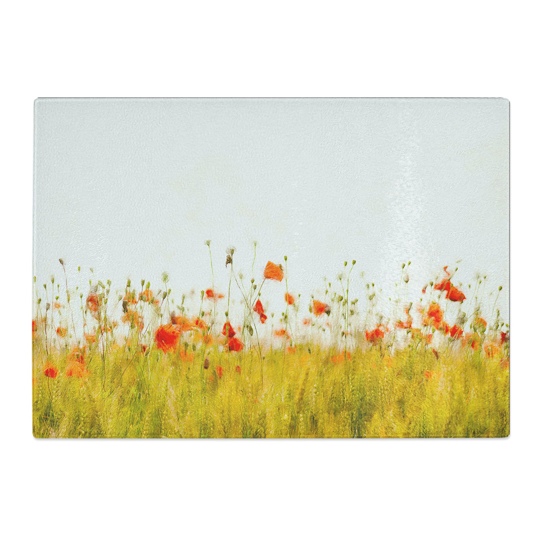 Tempered Glass Field of Poppy Flowers Chopping Board