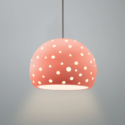 Luminaire suspendu 1 lumière Dimartino - Rosé brillant - Nickel brossé - l 12,25 po x H 9,25 po - Ampoule remplaçable - Tige rigide