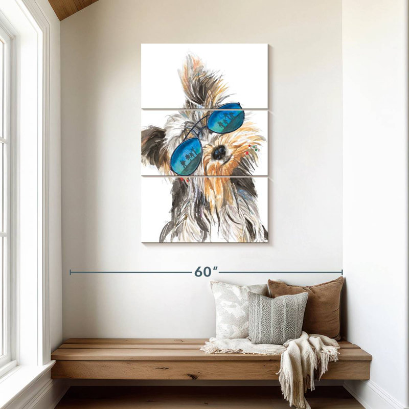 Brampt Yorkie With Shades, 45" H x 28" W