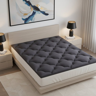 Surmatelas double en coton gris foncé 2 po