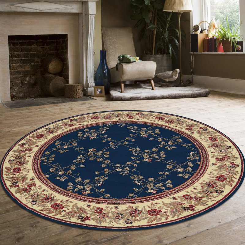 Tapis bleu marine Cary, Rond 5 pi 3 po