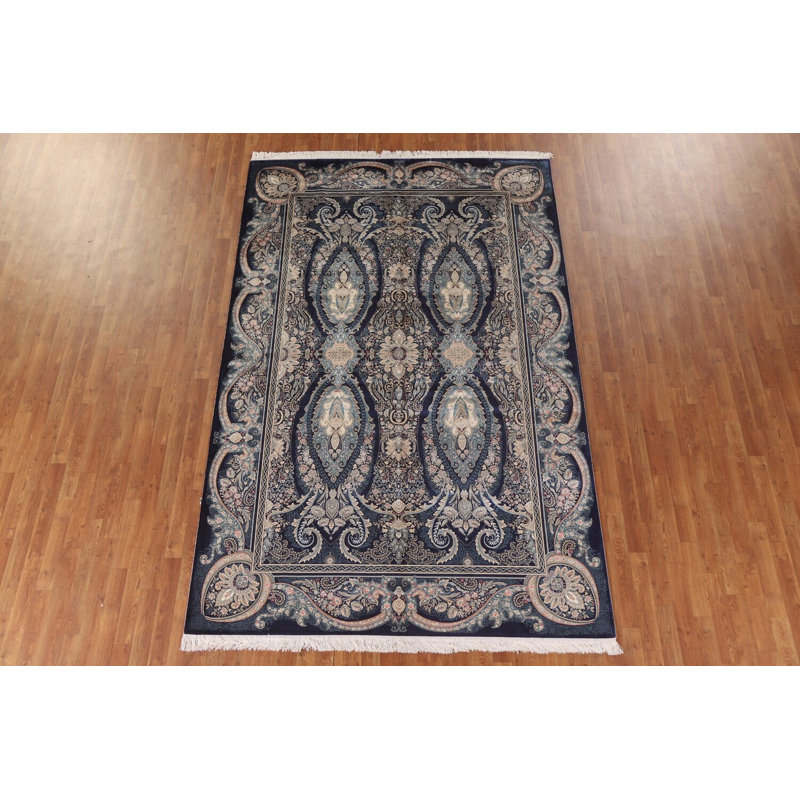 Tapis bleu floral traditionnel 6 x 10