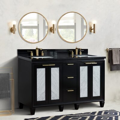 Schreck 61"" Double Bathroom Vanity Set with Mirror -  Rosdorf Park, 3D7878B8C6D947C1B0A3C51B2F3D8727