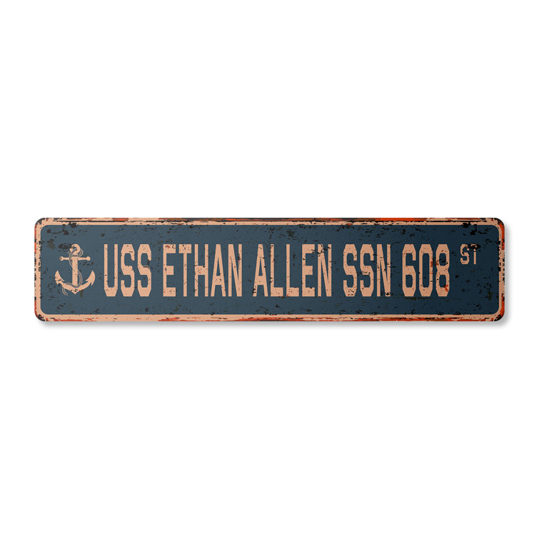 USS Ethan Allen SSN 608 Aluminum Street Sign