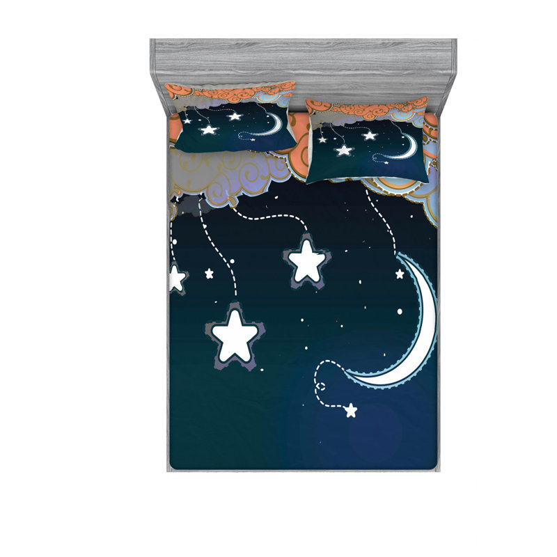 Ensemble de draps Coon Night SkySwirled Clouds, Ensemble de draps pour lit double avec un drap-hou