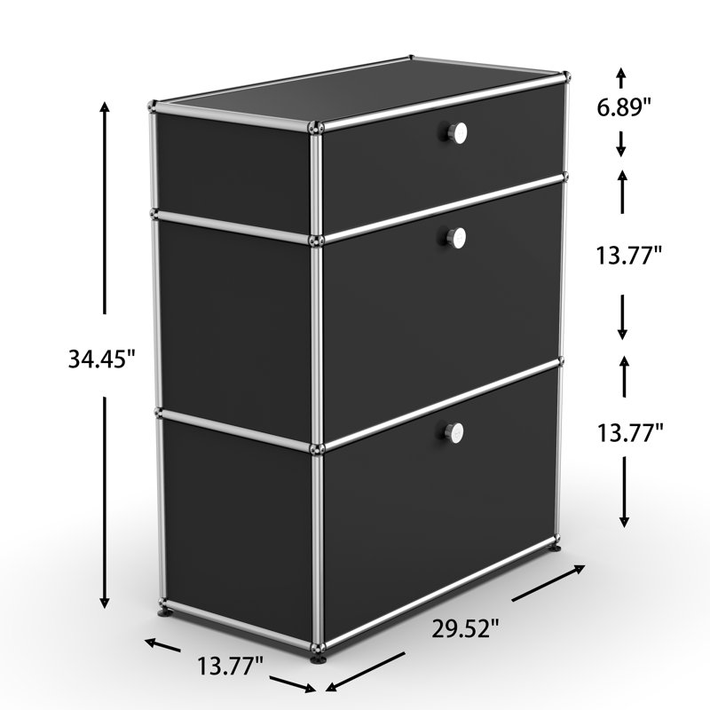 Lateafa 29.52 Wide 3 - Shelf Storage Cabinet, Black