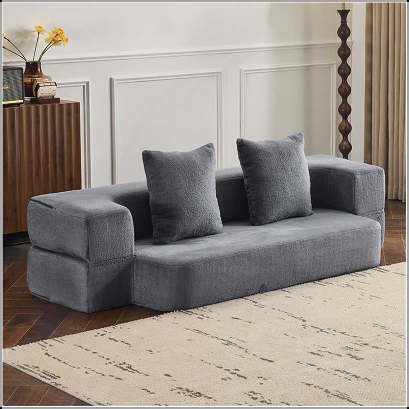Canapé modulaire en chenille extra profond de 108 po x 68 po Boneless, pour 4 personnes assises et dormant, aucun assemblage requis