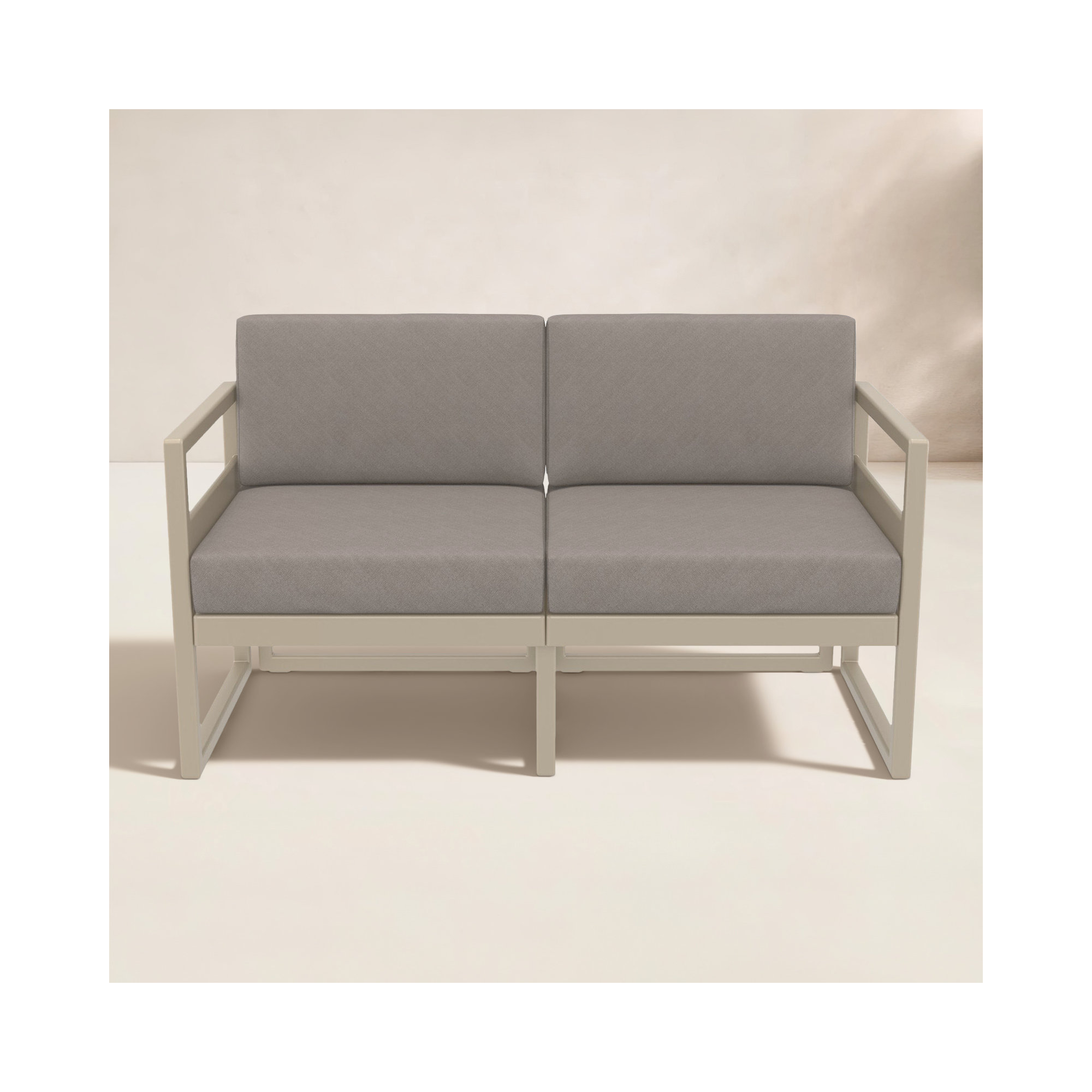 Lane 58'' Wide Straight Loveseat with Cushions, Taupe, Taupe