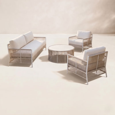 5-person Aluminum Outdoor Rattan Patio Seating Group With Cushions