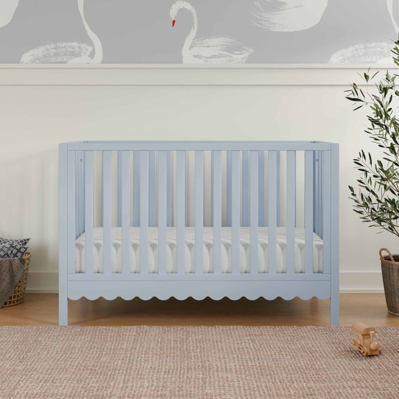 Powder Blue Pine Wood 4-in-1 Convertible Crib