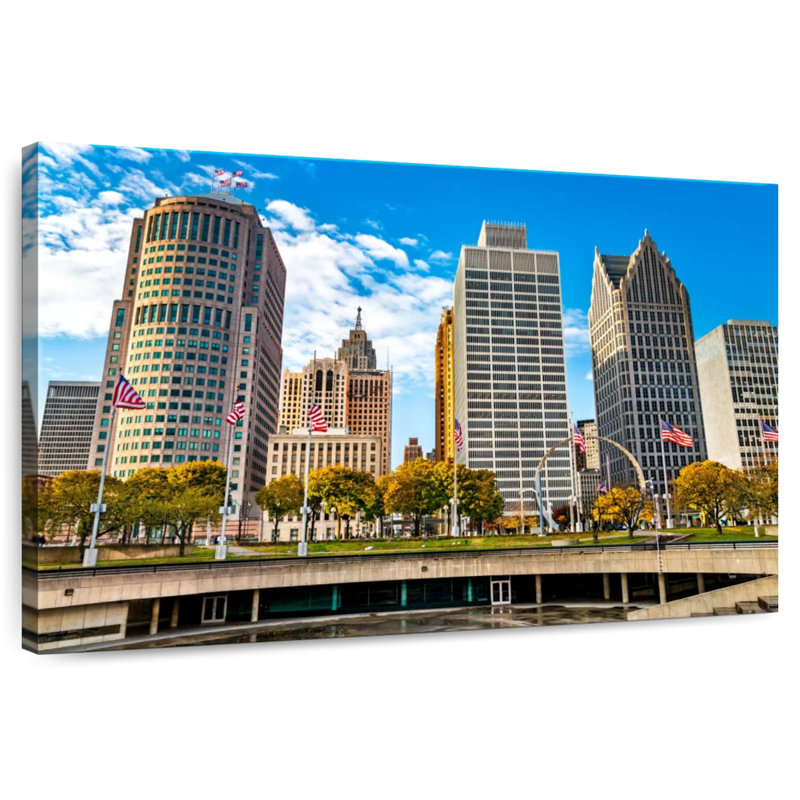 Sireci Downtown Detroit Buildings, 24" H x 36" W
