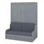 Grand lit escamotable mural avec coussin, cadre de lit pliable en bois convertible en canapé-294270724