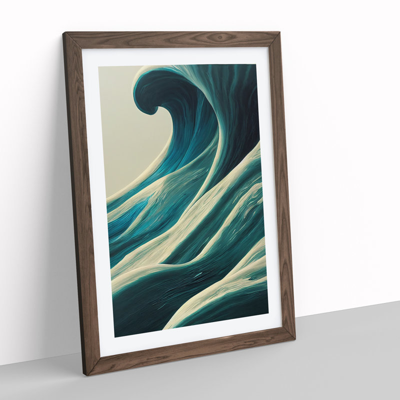 Majestic Ocean Wave - Framed Print, 34cm H x 25cm W x 2cm D, Walnut